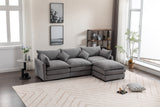 Modular Sectional Sofa,  3-Seater Sofa with Ottoman, Modern L-Shaped Sofa for Living Room Bedroom Apartment