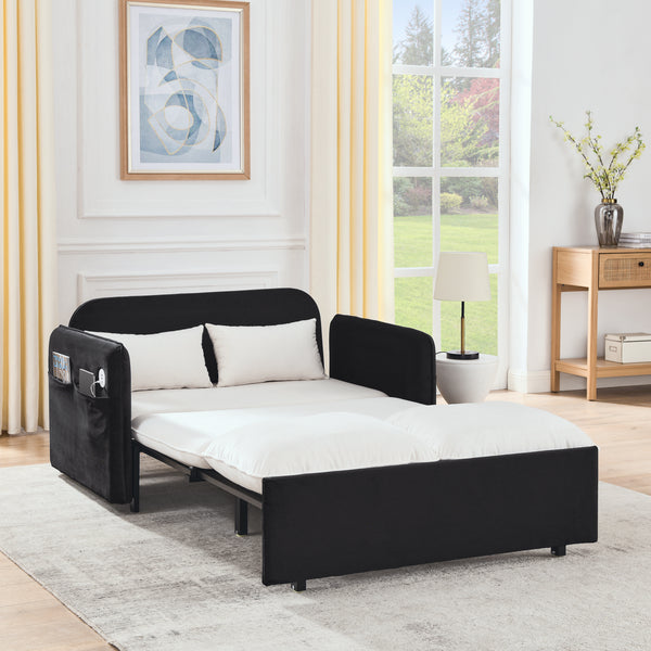 Modern Convertible Sofa Bed w/2 Removable Armrests w/USB Power Port