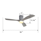 Low Profile Ceiling Fan With Lights 3 Carved Wood Fan Blade Noiseless Reversible Motor Remote Control With Light