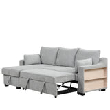 Pull Out Sleeper Sofa L-Shaped Couch Convertible Sofa Bed with Storage Chaise, Storage Racks and USB Ports