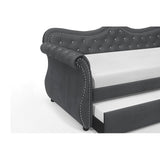 Upholstered Velvet Wood Daybed with Trundle in Gray