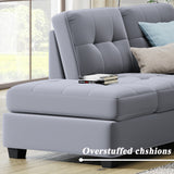 Sectional Sofa with Reversible Chaise Lounge, L-Shaped Couch with Storage Ottoman and Cup Holders