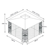 Grey 10x10 Outdoor Patio Gazebo Canopy Tent With Ventilated Double Roof And Mosquito net