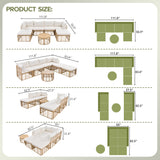 7 Pieces Outdoor Patio Furniture, All-Weather Rattan Sectional Sofa Set with Thick Cushions and Pillows, Freely Combined Conversation Sets for Garden, Backyard, Balcony, Beige