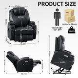 Power Lift Recliner Chair for Elderly, Massage and Lumbar Heating, Two Cup Holders and USB Charge Port