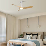 52 Inch Matt White Ceiling Fan Light With 6 Speed Remote Energy-saving DC Motor