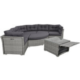 Patio Furniture Set Outdoor Furniture Daybed Rattan Sectional Furniture Set Patio Seating Group With Cushions and Center Table for Patio, Lawn, Backyard, Pool, Grey