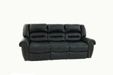 Black Plush Reclining Leather Sofa