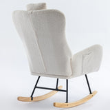 White Rocking Chair with Pocket Soft  Fabric