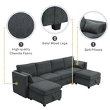 Grey Chenille Modular Sectional Sofa