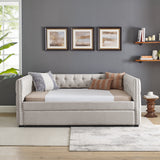 Daybed with Trundle Upholstered Tufted Sofa Bed