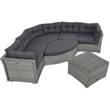 Patio Furniture Set Outdoor Furniture Daybed Rattan Sectional Furniture Set Patio Seating Group With Cushions and Center Table for Patio, Lawn, Backyard, Pool, Grey