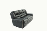 Black Plush Reclining Leather Sofa