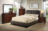 California King Size Bed 1pc Bed Set Brown Faux Leather Upholstered