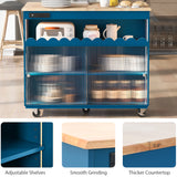 Navy Blue Kitchen Island with Drop Leaf