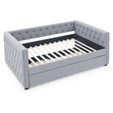 Daybed with Trundle Upholstered Tufted Sofa Bed