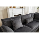 Dark Grey Oversized Modular Sectional Sofa Corduroy Upholstered