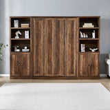 Full Size Half Self-Close and Open Murphy Bed Brown