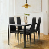 Black 5 Piece Dining Table Set, 4 Faux Leather Chairs