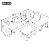 Modern Sectional Sofa with Storage Ottoman, L-Shape Couch