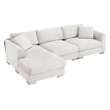 Sectional Sofa,L-shaped Luxury Couch Set with 2 Free pillows,4-seat Chenille