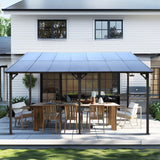 10' x 14' Outdoor Pergola Gazebo,Wall-Mounted Lean to Metal Awning Gazebo with Roof,Large Heavy Duty for Patio,Decks,Backyard