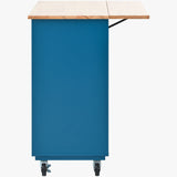 Navy Blue Kitchen Island with Drop Leaf