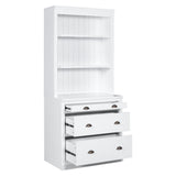 Bookshelf with LED Lighting Bookcase with 3 Drawer and Open Shelves