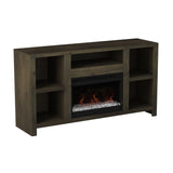 Bridgevine Home Joshua Creek 62 inch Electric Fireplace TV Stand for TVs up to 70 inches, Barnwood Finish