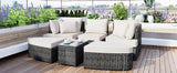 6-Piece Patio Outdoor Conversation Round Sofa Set, PE Wicker Rattan Separate Seating Group with Coffee Table, Beige