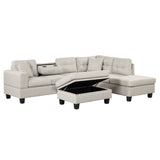 Modern Sectional Sofa with Storage Ottoman, L-Shape Couch