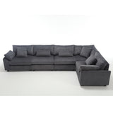 Dark Grey Oversized Modular Sectional Sofa Corduroy Upholstered