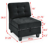 Black Velvet L shape Modular Sectional Sofa