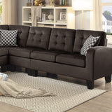 Dark Brown Reversible 4-Piece Sectional Sofa Tufted Detail Textured Fabric