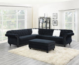 Ottoman Black Velvet Accent