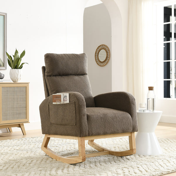 High Backrest Living Room Lounge Arm Rocking Chair