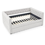 Daybed with Trundle Upholstered Tufted Sofa Bed