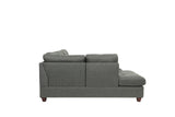 3-pcs Sectional Sofa Blue Grey Polyfiber Cushion Sofa Chaise Ottoman Reversible Couch Pillows