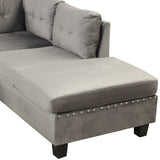 Sectional Sofa with Storage Ottoman, L-Shape Couch with 2 Pillows and Cup Holder,