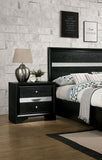 Contemporary Nightstand Black Finish Silver Accents