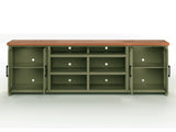 Home Vineyard 96 inch TV Stand Console for TVs up to 100 inches, No Assembly Required, Sage Green and Fruitwood Finish