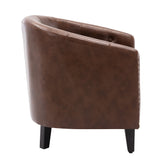 Leather Tufted Barrel ChairTub Chair for Living Room Bedroom Club Chairs