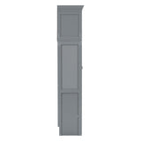 Queen Size Murphy Bed Wall Bed with Top Cabinets,Gray