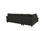 Contemporary 3-pcs Sectional Sofa Ash Black Polyfiber Cushion Sofa Chaise Ottoman Reversible Couch Pillows