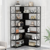 7-Tier Bookcase Home Office Bookshelf L-Shaped Corner