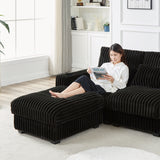 Corduroy with Cup Holder Super Large L-Shaped Sofa, Movable Footrest, Four Waist Pillows And Four Back Cushion, With USB Port