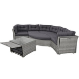 Patio Furniture Set Outdoor Furniture Daybed Rattan Sectional Furniture Set Patio Seating Group With Cushions and Center Table for Patio, Lawn, Backyard, Pool, Grey