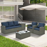 Patio Furniture, Outdoor Furniture, Seasonal PE Wicker Furniture,5 Set Wicker Furniture With Tempered Glass Table Top