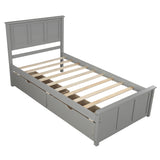 Twin Platform Storage Bed, 2 drawers with wheels