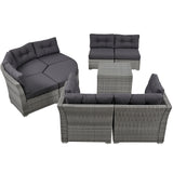 Patio Furniture Set Outdoor Furniture Daybed Rattan Sectional Furniture Set Patio Seating Group With Cushions and Center Table for Patio, Lawn, Backyard, Pool, Grey